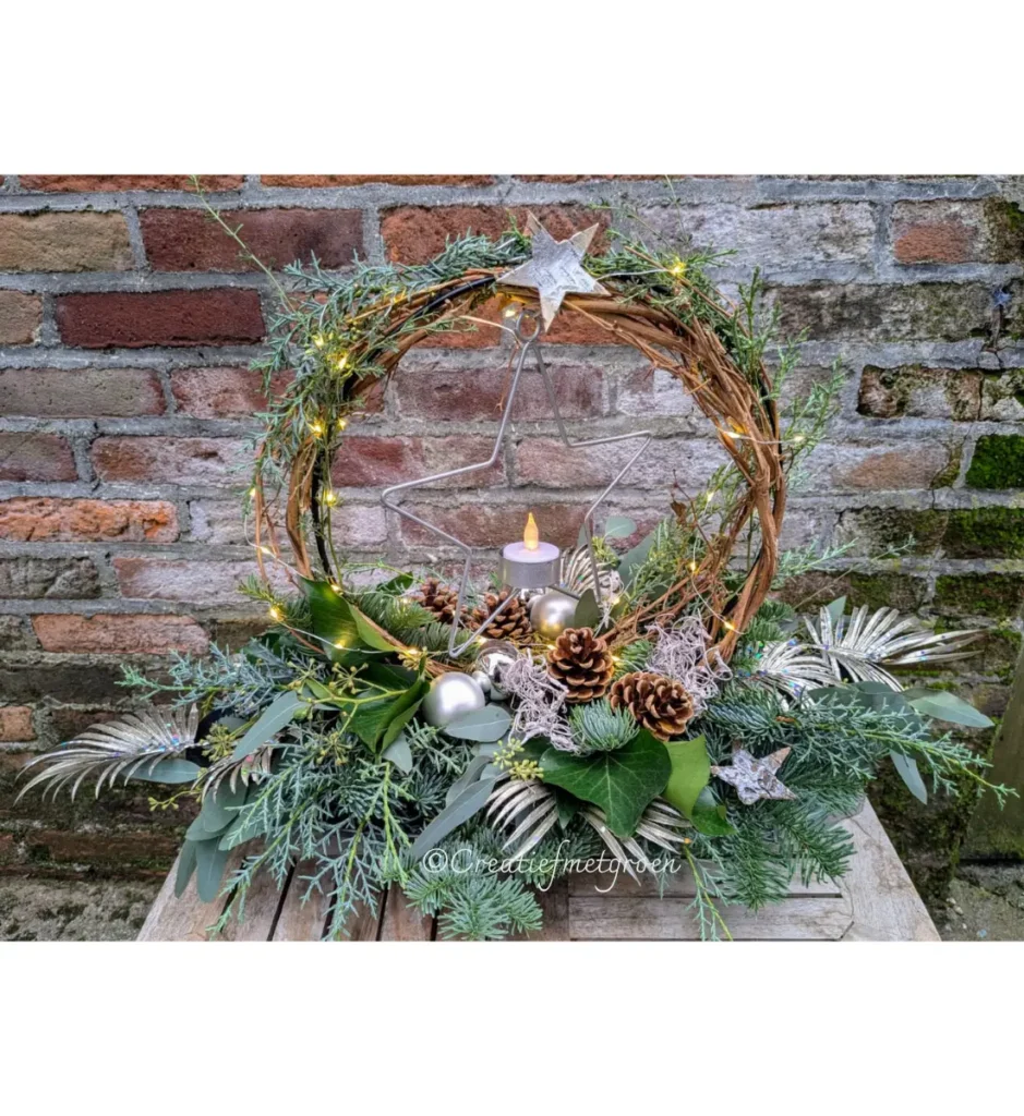 Kerststuk Ster - Zilver