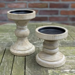 Kandelaar Hout naturel 12,5 cm - Afbeelding 2