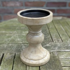 Kandelaar Hout naturel 18,5cm - Afbeelding 1
