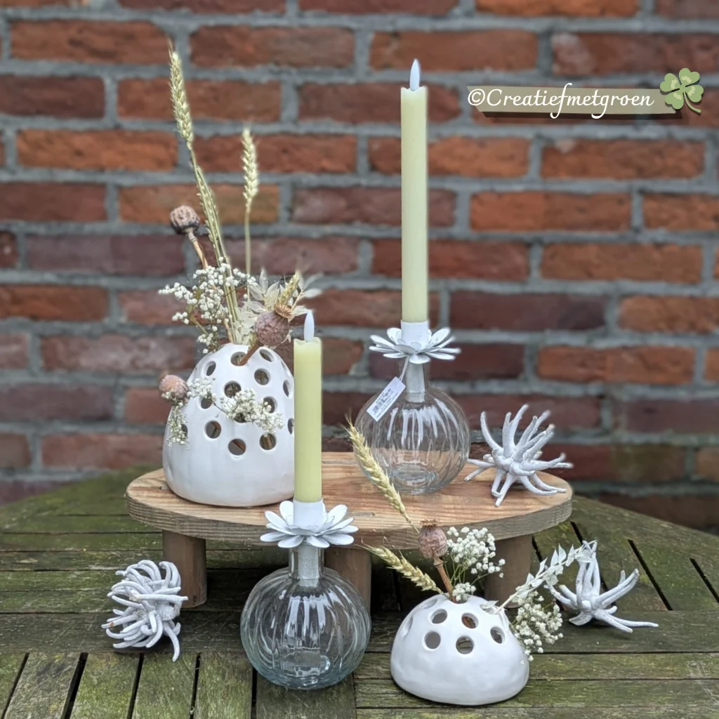 Flesje met Bloem Kaarsenhouder
