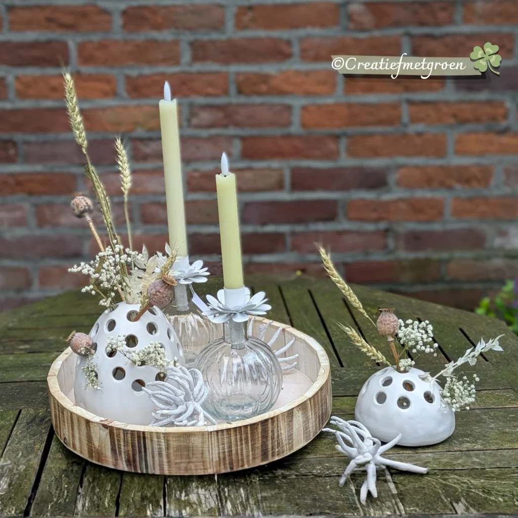 Flesje met Bloem Kaarsenhouder
