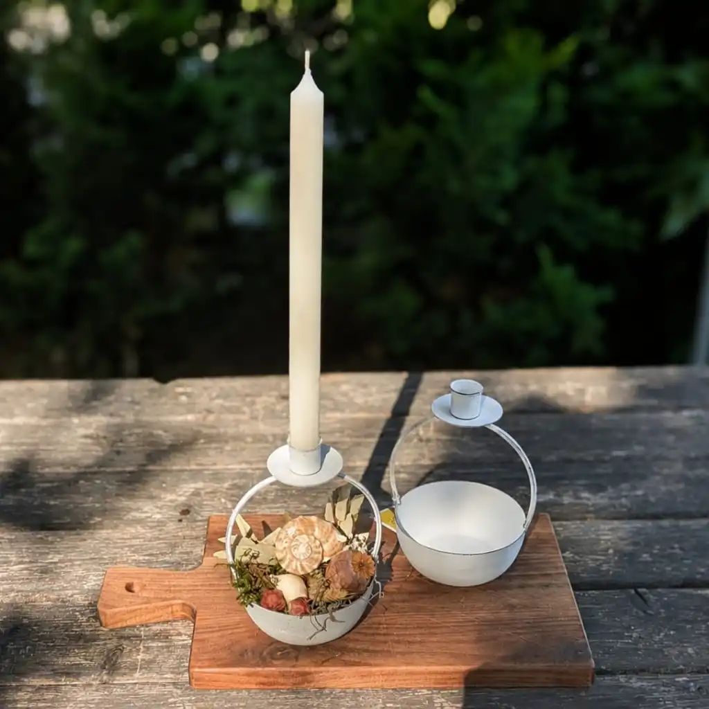 Kaarsenhouder Bowl – Landelijk Wit