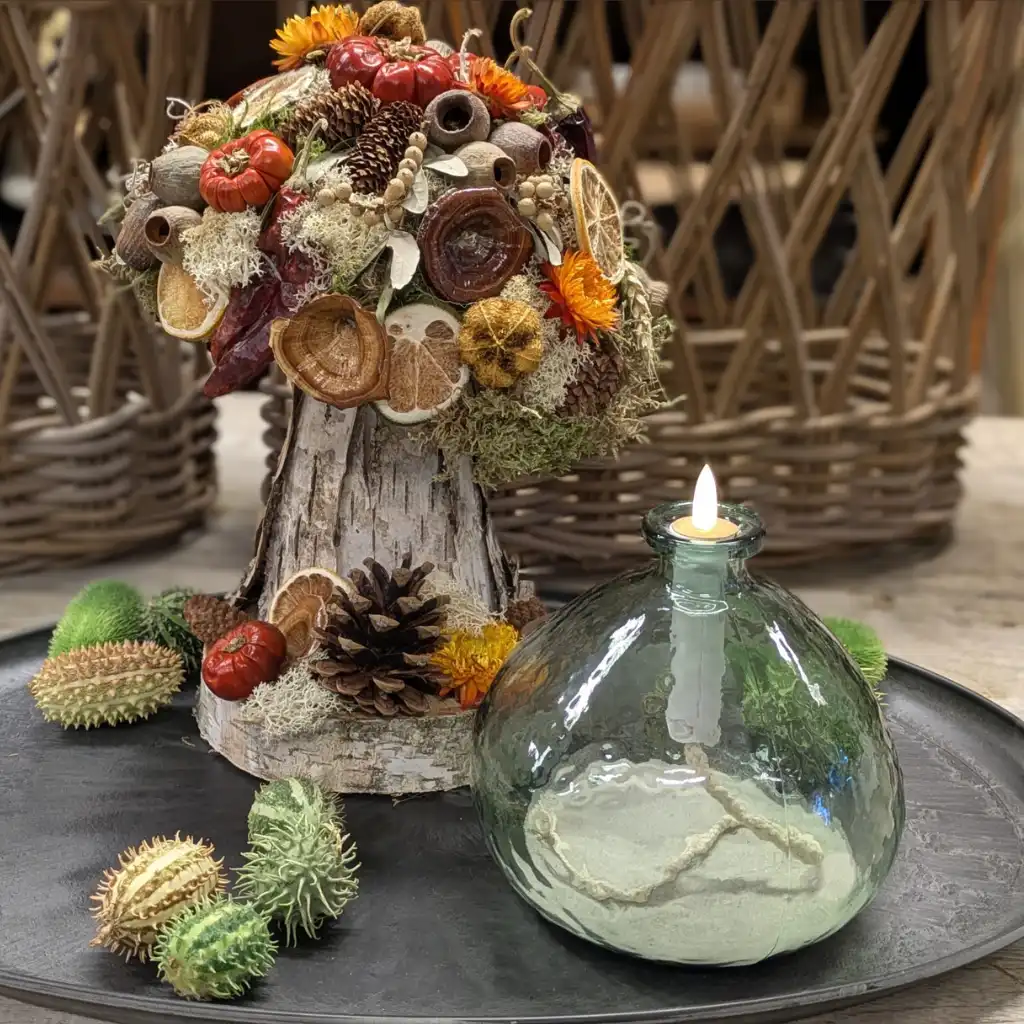 Glazen LED Olielamp met Lont - Groen