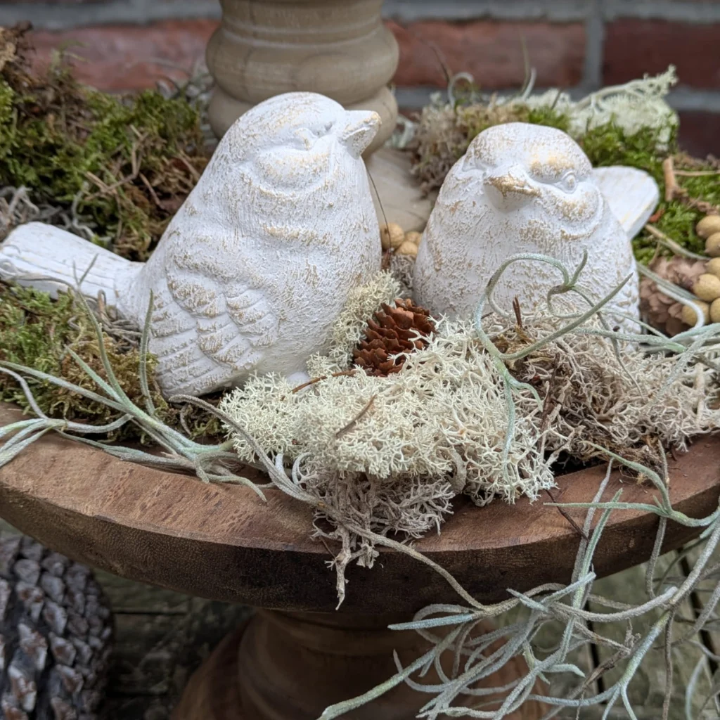 Decoratief vogeltje - wit/naturel