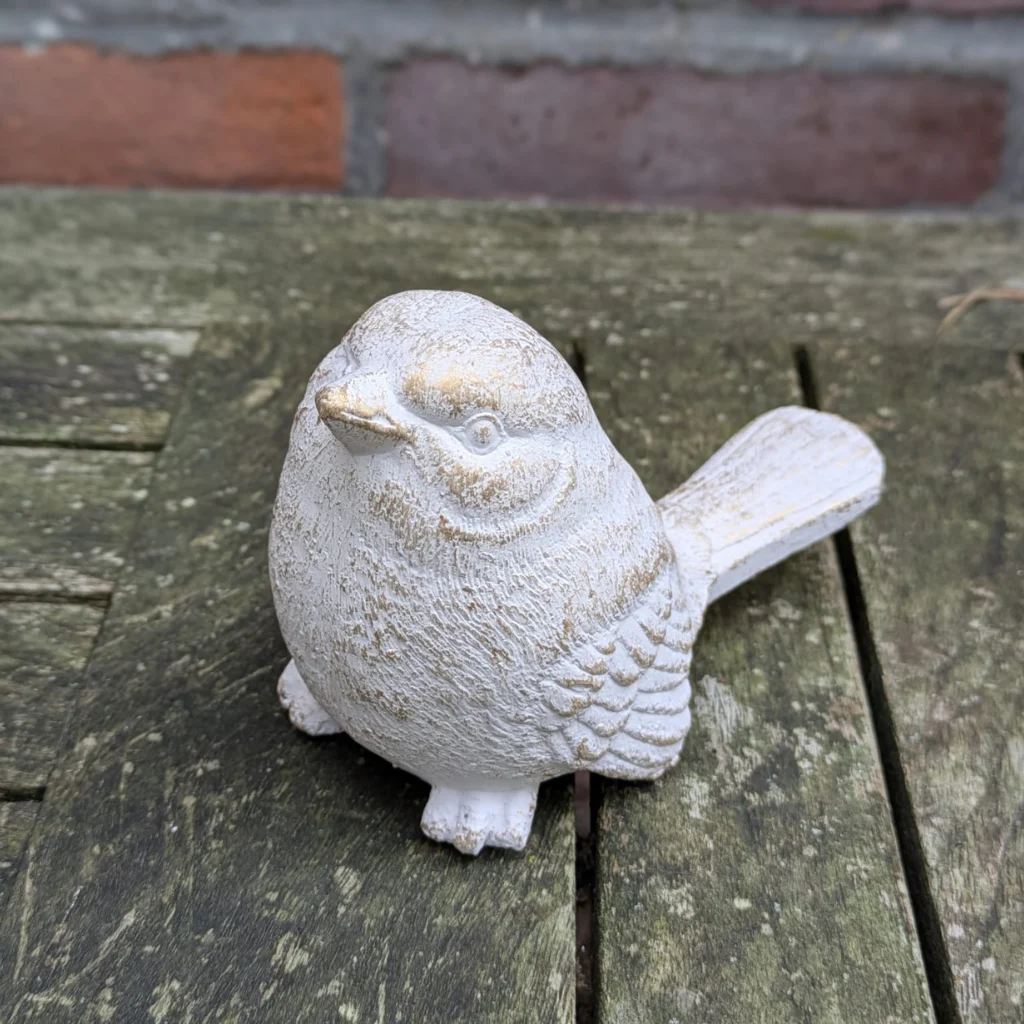 Decoratief vogeltje - wit/naturel